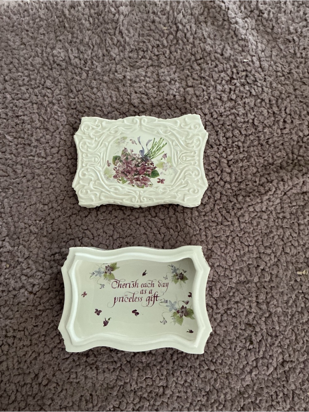 Cherish Each Day/ Violet Ceramic Keepsake Box
